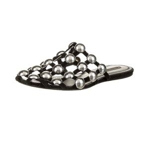 Alexander Wang black suede cage flats with silver studs NEW